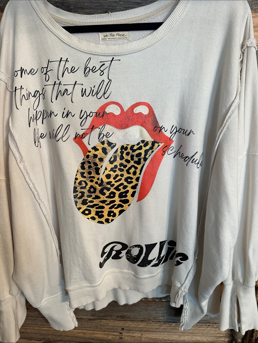 We The Free Sweatshirt Red Lips and Leopard Tongue Camden free people custom